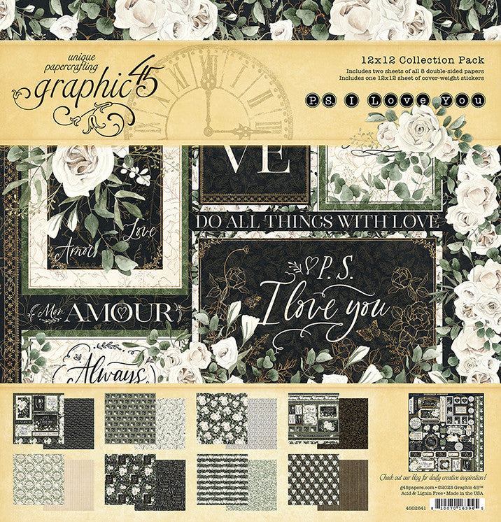 Graphic 45 P.S. I Love You  12x12 Collection Pack with Stickers